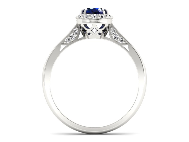 Pierścionek z szafirem i brylantami białe złoto - p16022bsz - 2