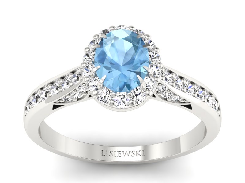 Pierścionek zaręczynowy z topazem i brylantami - p16022btop - 1