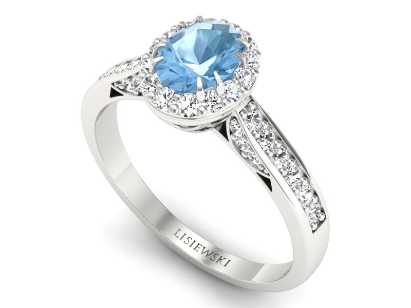 Pierścionek zaręczynowy z topazem i brylantami - p16022btop - 3