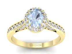 Pierścionek z akwamarynem brylanty żółte złoto - p16022zakw