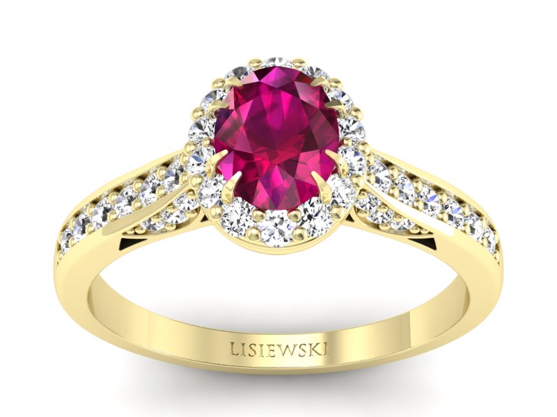 Pierścionek zaręczynowy z rubinem z brylantami - p16022zr - 1