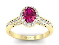 Pierścionek zaręczynowy z rubinem z brylantami - p16022zr