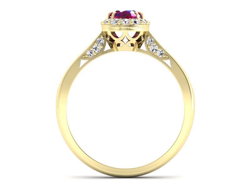 Pierścionek zaręczynowy z rubinem z brylantami - p16022zr - 2