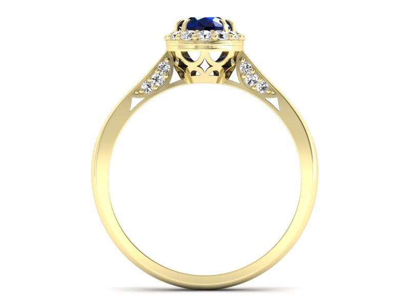 Pierścionek z szafirem i brylantami żółte złoto - p16022zsz - 2