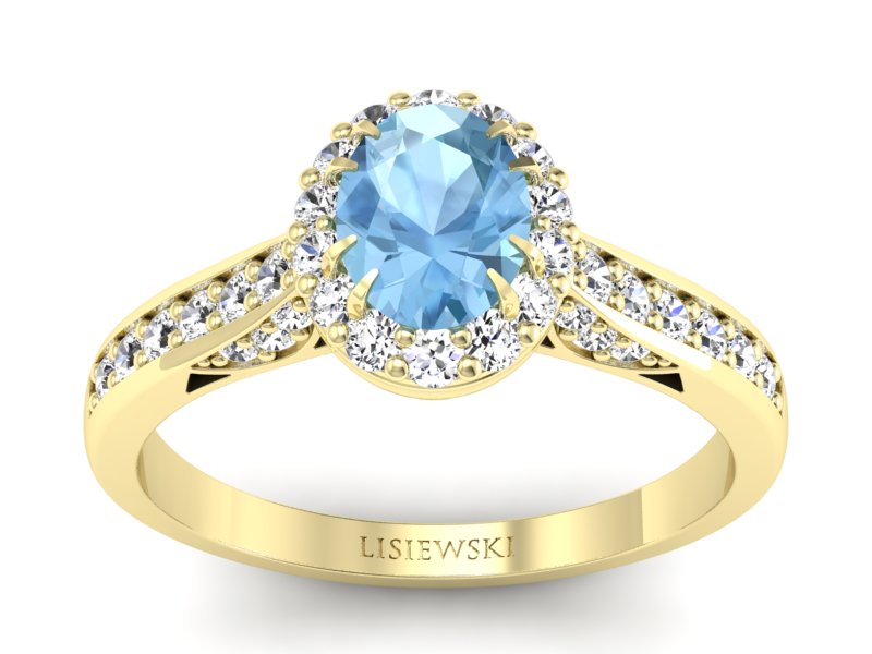 Pierścionek z topazem i brylantami żółte złoto - p16022ztop - 1