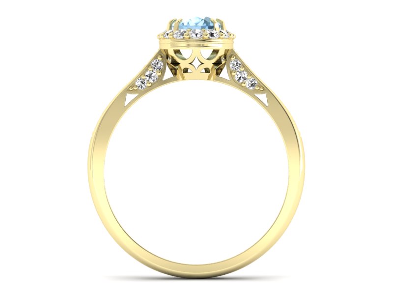 Pierścionek z topazem i brylantami żółte złoto - p16022ztop - 2