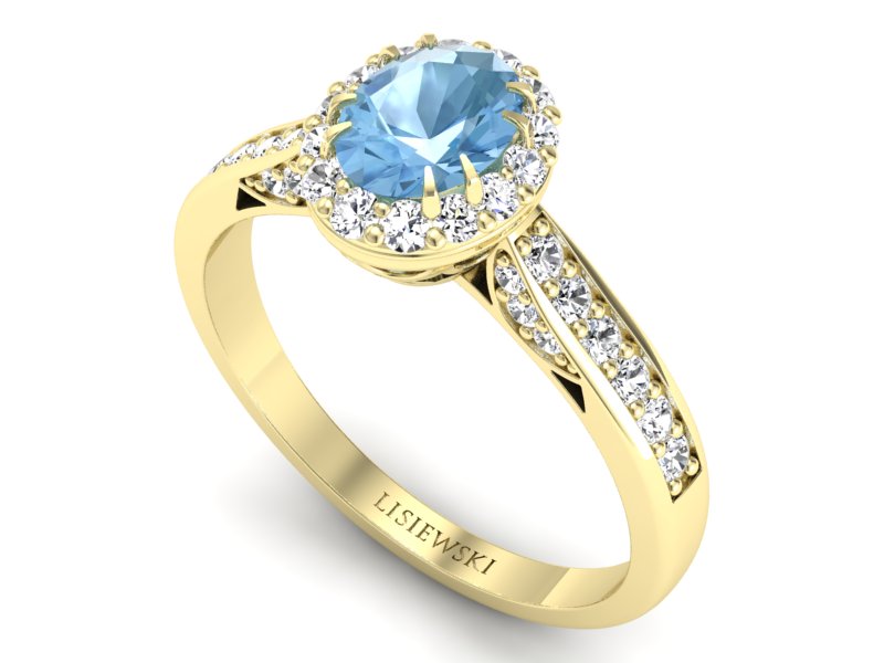 Pierścionek z topazem i brylantami żółte złoto - p16022ztop - 3