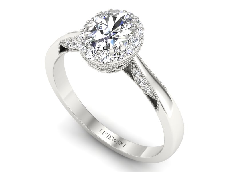 Złoty pierścionek z diamentami białe złoto - p16023b - 3