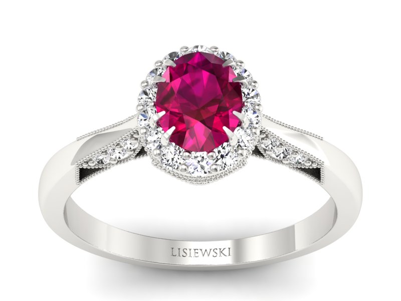 Pierścionek zaręczynowy z rubinem i brylantami - p16023br - 1