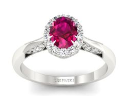 Pierścionek zaręczynowy z rubinem i brylantami - p16023br