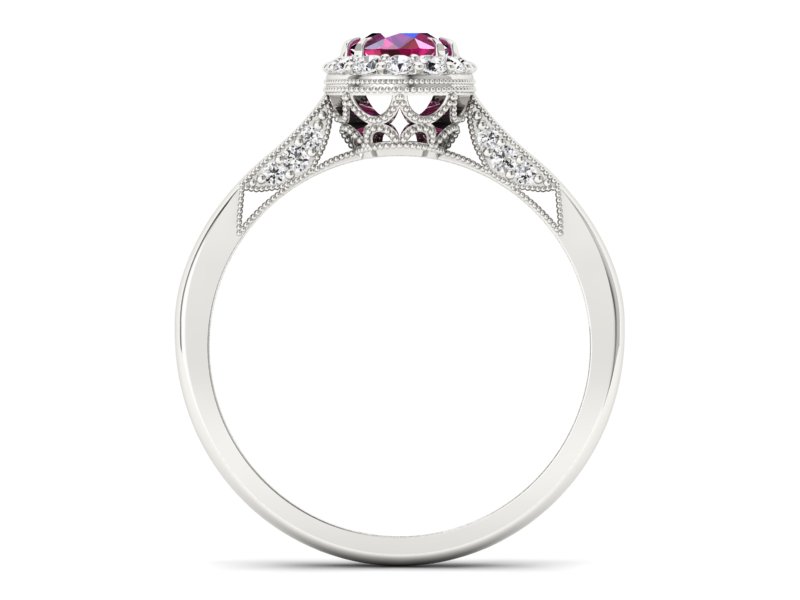 Pierścionek zaręczynowy z rubinem i brylantami - p16023br - 2