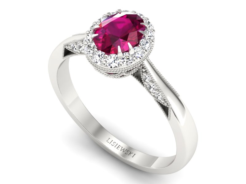 Pierścionek zaręczynowy z rubinem i brylantami - p16023br - 3