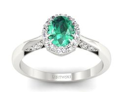 Złoty Pierścionek ze szmaragdem i brylantami - p16023bsm