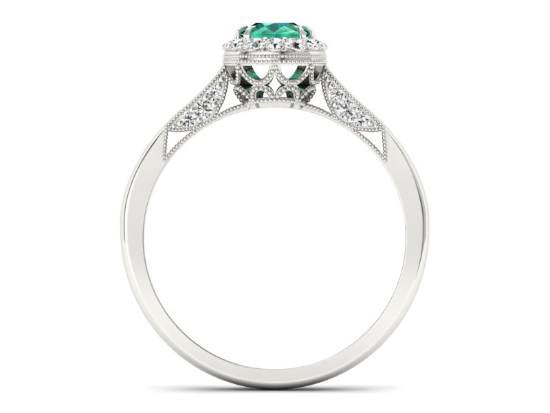 Złoty pierścionek ze szmaragdem i brylantami - p16023bsm - 2