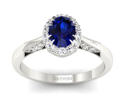 Złoty pierścionek z szafirem i brylantami - p16023bsz