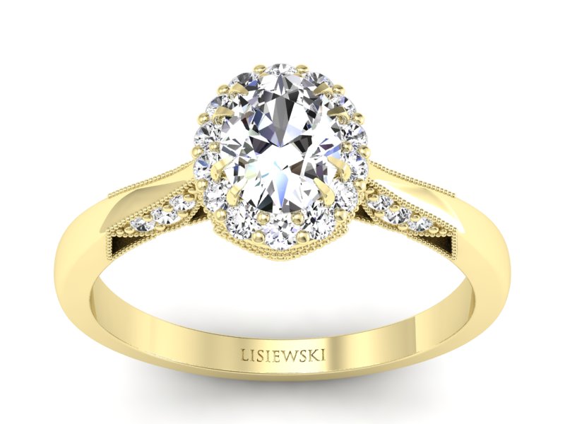 Złoty Pierścionek z diamentami żółte złoto 585 - p16023z - 1