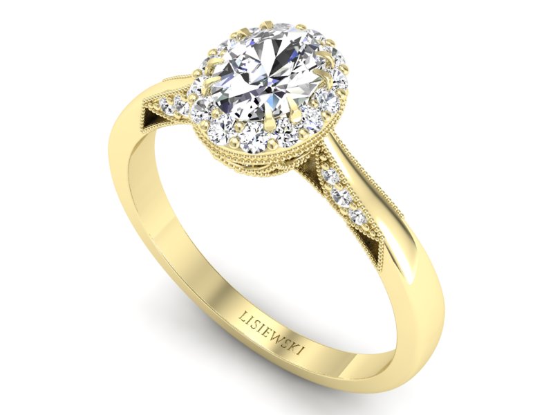 Złoty Pierścionek z diamentami żółte złoto 585 - p16023z - 3