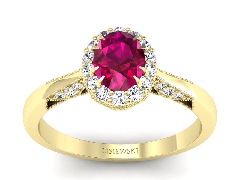 Pierścionek zaręczynowy z rubinem z brylantami - p16023zr - 1