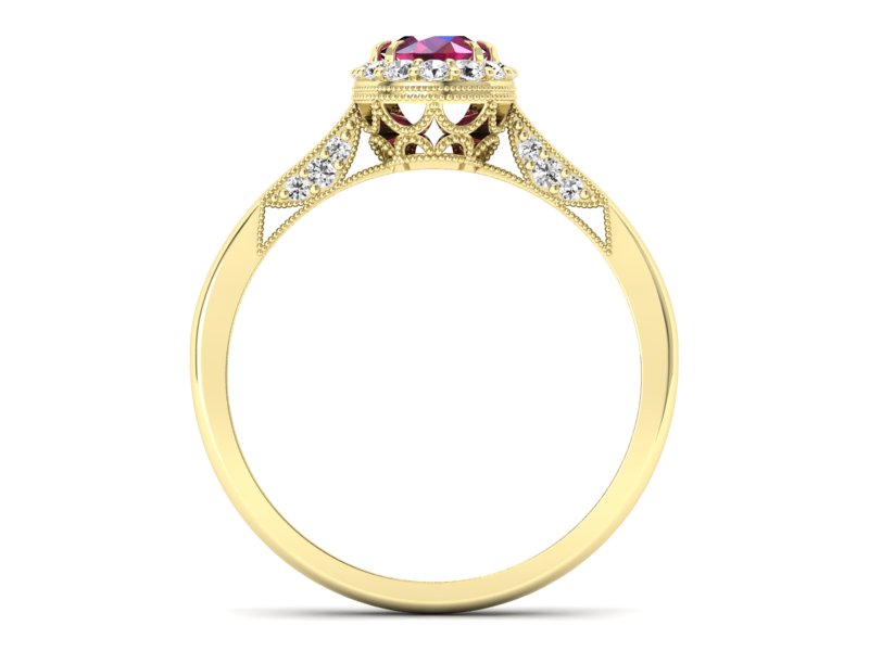 Pierścionek zaręczynowy z rubinem z brylantami - p16023zr - 2