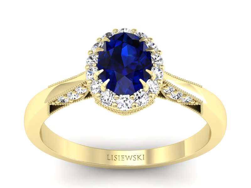 PPierścionek z szafirem i brylantami złoto 585 - p16023zsz - 1