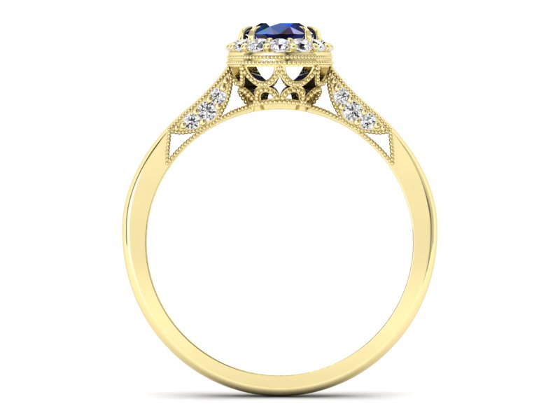 PPierścionek z szafirem i brylantami złoto 585 - p16023zsz - 2