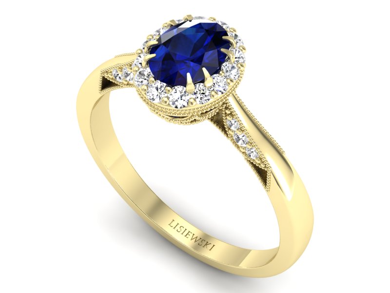 PPierścionek z szafirem i brylantami złoto 585 - p16023zsz - 3