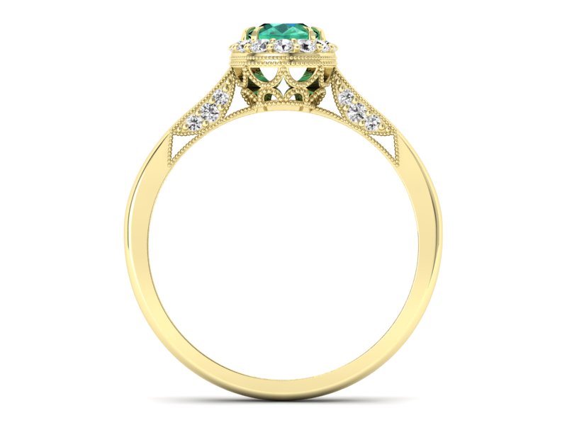 Złoty pierścionek ze szmaragdem i brylantami - p16023zszm - 2