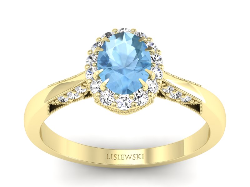 Pierścionek z topazem i brylantami żółte złoto - p16023ztop - 1