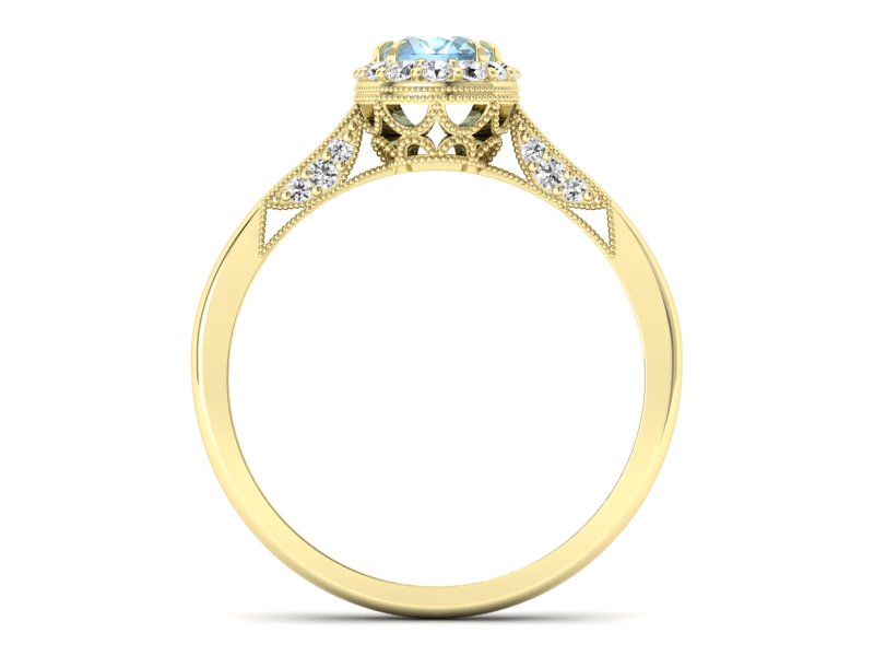 Pierścionek z topazem i brylantami żółte złoto - p16023ztop