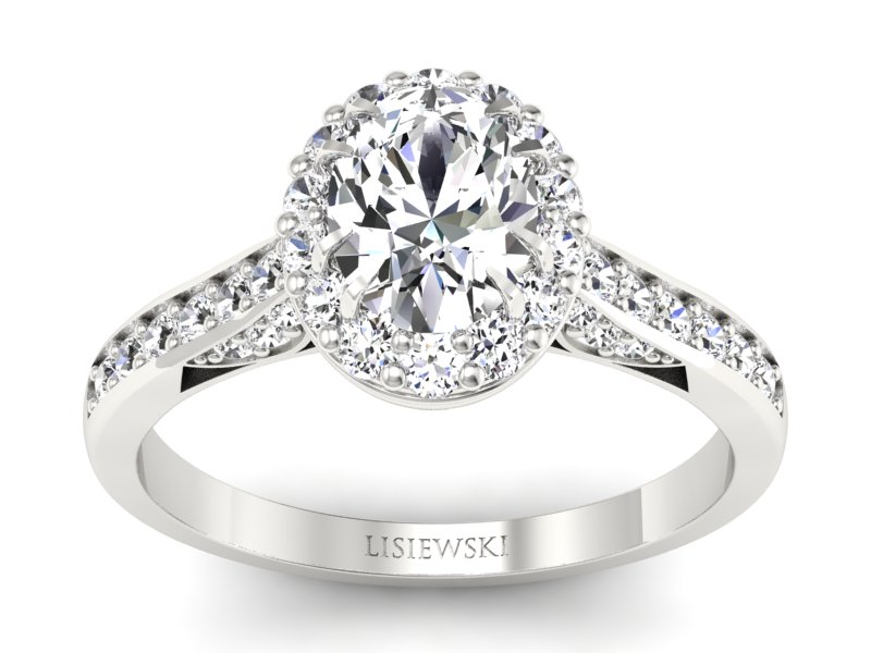 Pierścionek białe złoto z diamentem i brylantami - p16025b - 1