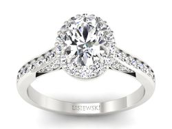 Pierścionek białe złoto z diamentem i brylantami - p16025b