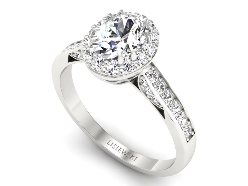 Pierścionek białe złoto z diamentem i brylantami - p16025b - 3