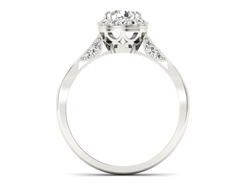 Pierścionek białe złoto z diamentem i brylantami - p16025b - 2