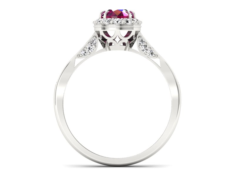 Pierścionek z rubinem i brylantami białe złoto - p16025br - 2