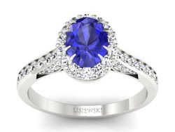 Pierścionek z szafirem i brylantami białe złoto - p16025bszc