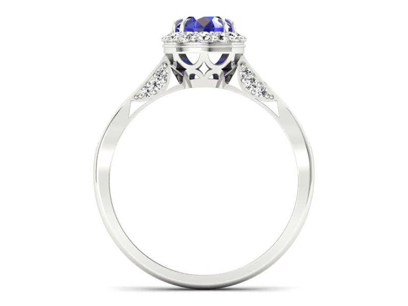 Pierścionek z szafirem i brylantami białe złoto - p16025bszc - 2