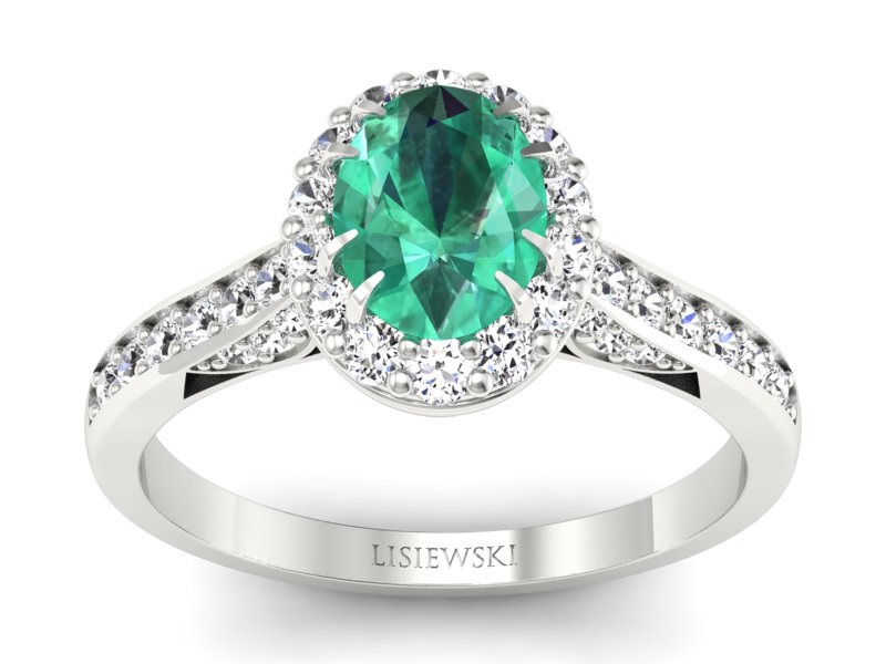 Złoty pierścionek ze szmaragdem i brylantami - p16025bszm - 1