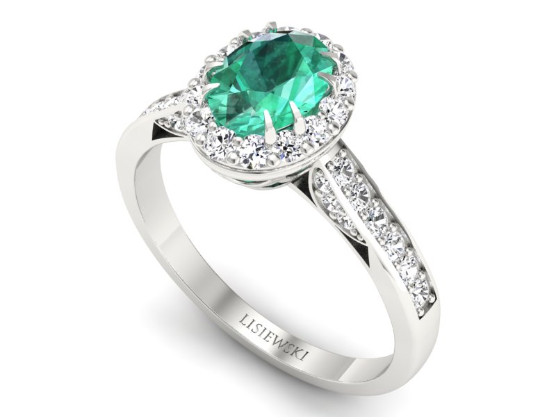 Złoty pierścionek ze szmaragdem i brylantami - p16025bszm - 3