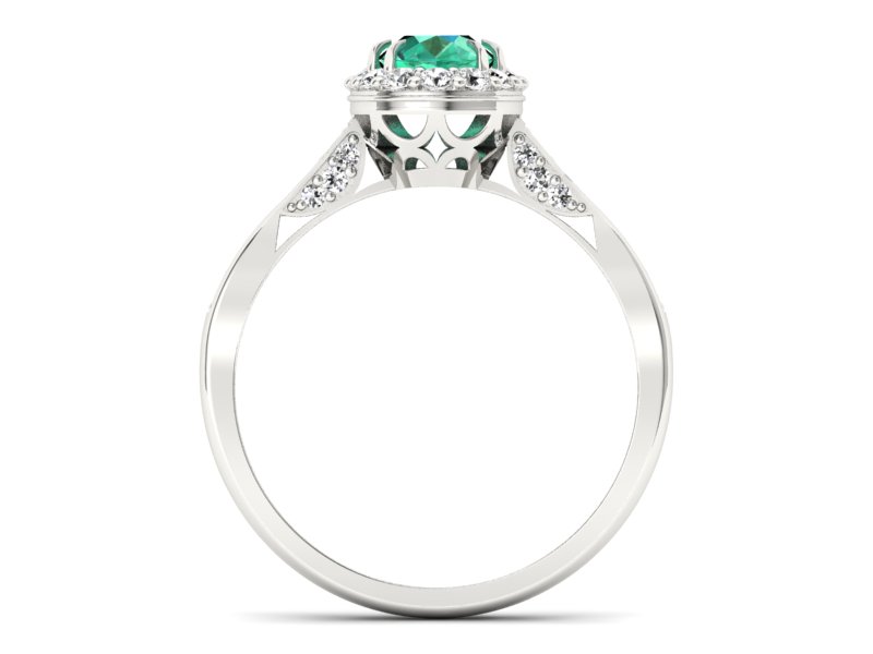 Złoty pierścionek ze szmaragdem i brylantami - p16025bszm - 2