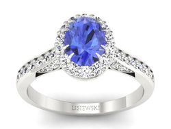 Pierścionek z tanzanitem białe złoto z brylantami - p16025bt