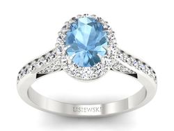 Pierścionek z topazem i brylantami białe złoto - p16025btp