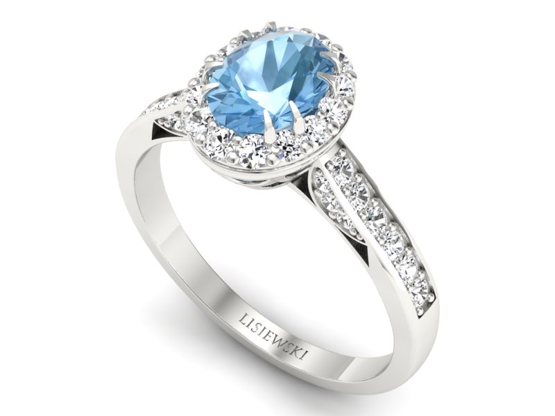 Pierścionek z topazem i brylantami białe złoto - p16025btp - 3