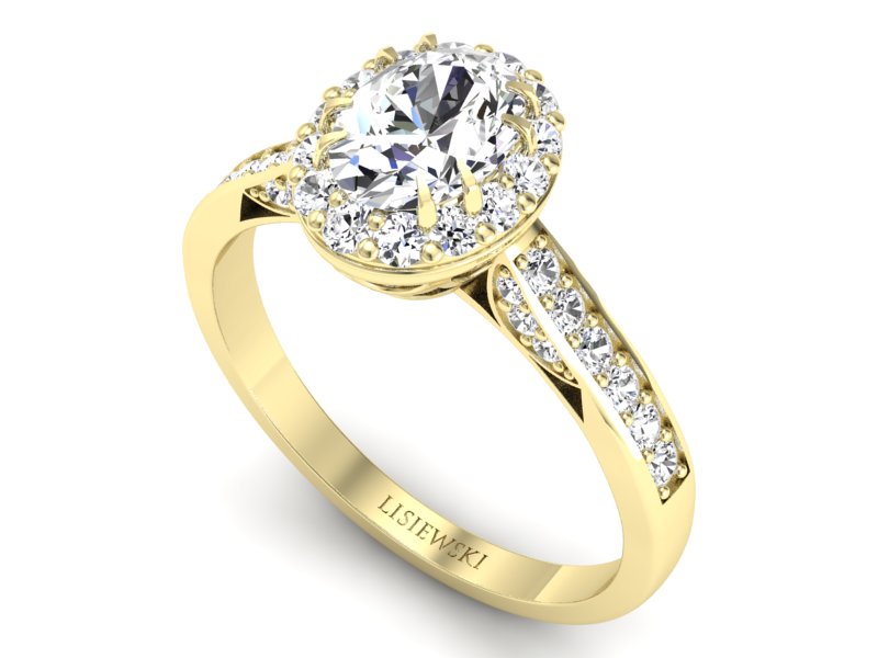 Pierścionek zaręczynowy z diamentami żółte złoto - p16025z - 3