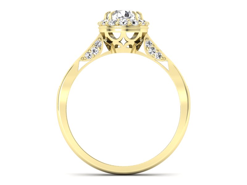 Pierścionek zaręczynowy z diamentami żółte złoto - p16025z - 2