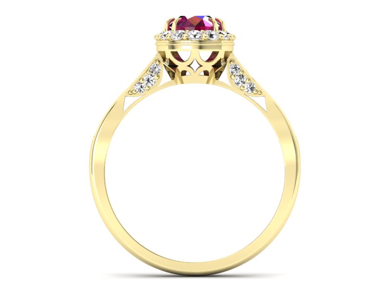 Pierścionek z rubinem i brylantami żółte złoto - p16025zr - 2