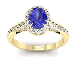 Złoty pierścionek z szafirem i diamentami - p16025zszc