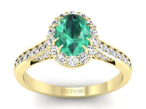 Złoty pierścionek ze szmaragdem i diamentami