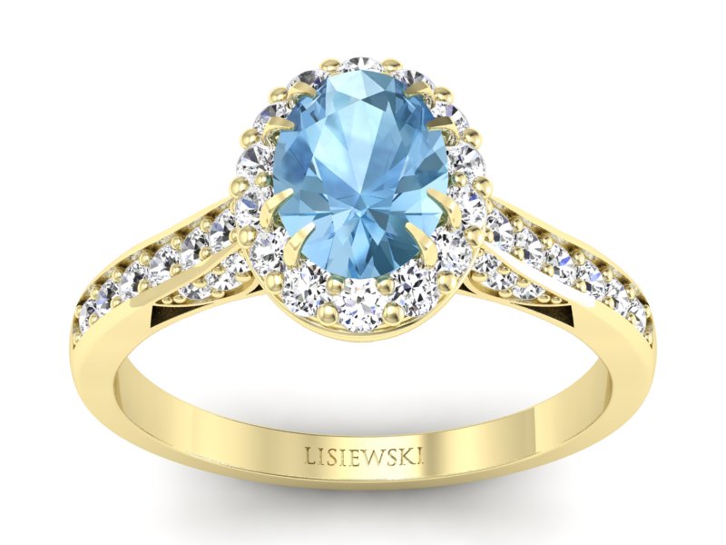 Pierścionek z topazem i brylantami żółte złoto - p16025ztp - 1