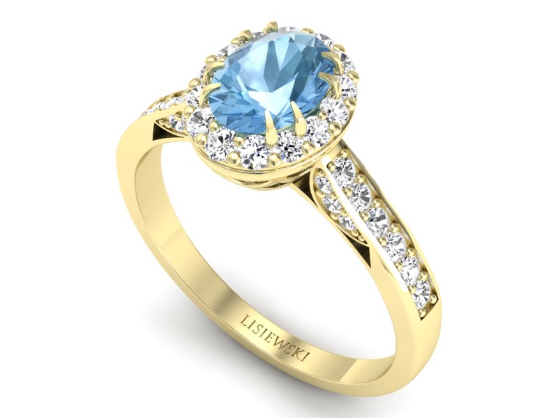 Pierścionek z topazem i brylantami żółte złoto - p16025ztp - 3