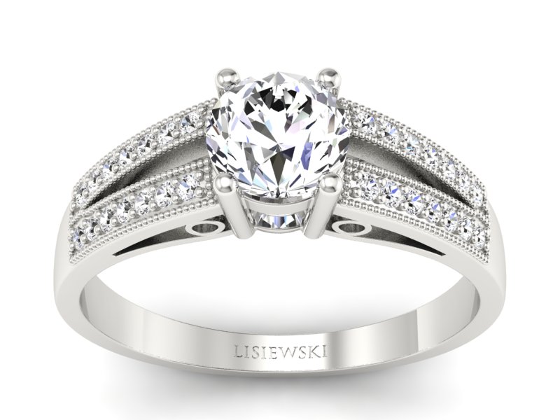 Pierścionek zaręczynowy z brylantami białe złoto - p16026b - 1